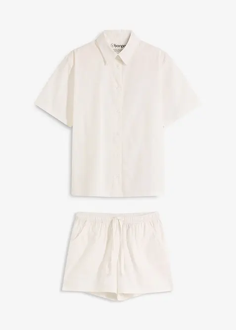 Pyjamas med shorts i vävt bomullsmaterial, bonprix