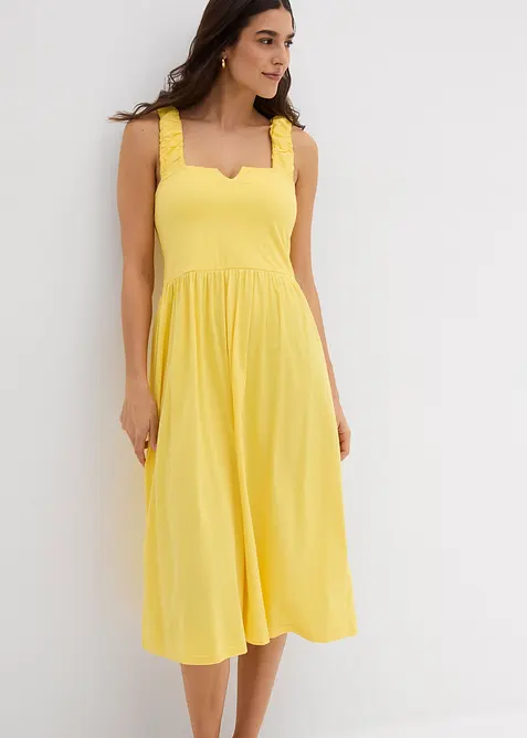 Lätt utställd jerseyklänning i bomull och viskos, bonprix