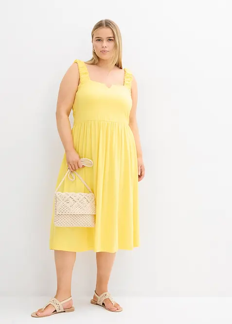 L&auml;tt utst&auml;lld jerseykl&auml;nning i bomull och viskos, bonprix