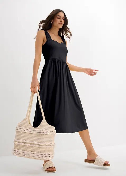 L&auml;tt utst&auml;lld jerseykl&auml;nning i bomull och viskos, bonprix