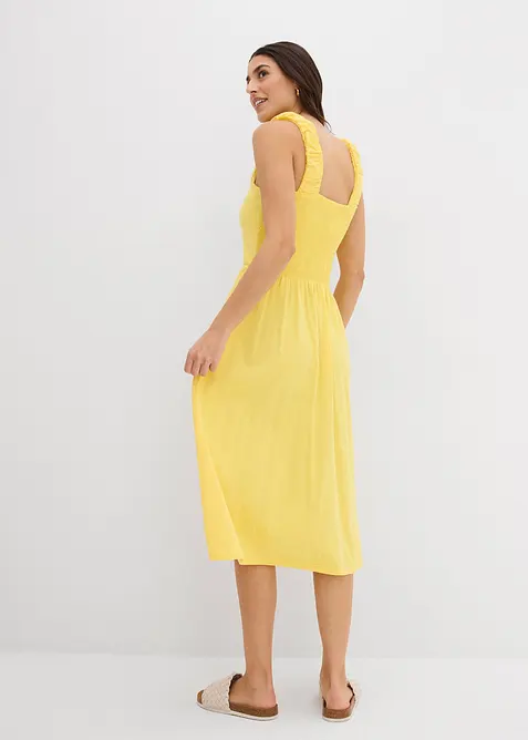 Lätt utställd jerseyklänning i bomull och viskos, bonprix