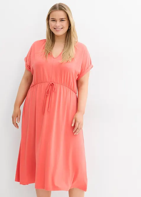 Jerseykl&auml;nning med &aring;tervunnen polyester och fint fall, bonprix