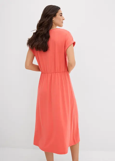 Jerseyklänning med återvunnen polyester och fint fall, bonprix