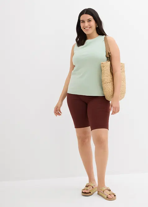 Bekväm cykelbyxa i ribbstickad jersey, bonprix