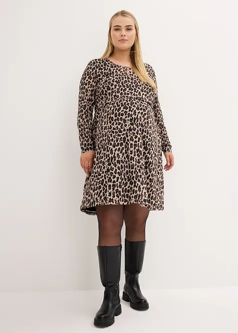 Mamma-/amningsklänning med leopardmönster, bonprix