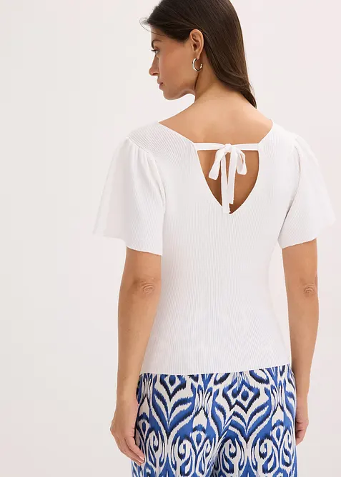 Ribbstickad topp av viskosmix, bonprix