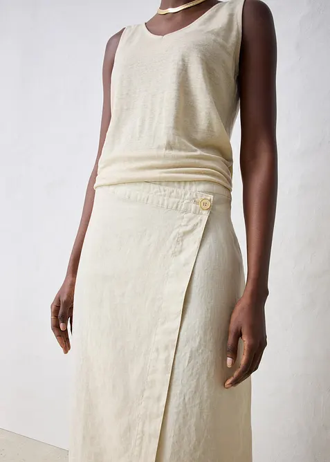 Omlottkjol i linne, bonprix