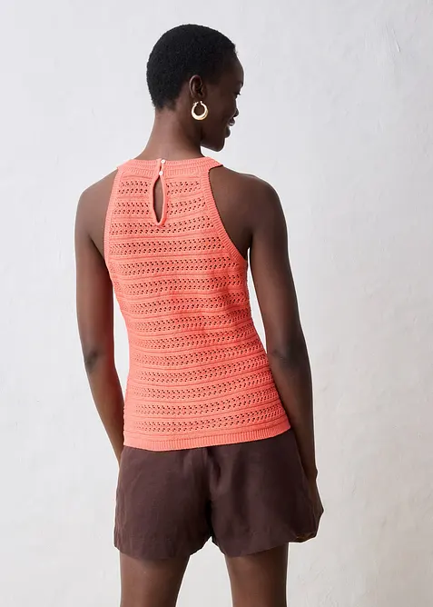 Stickat hålmönstrat linne med linneandel, bonprix