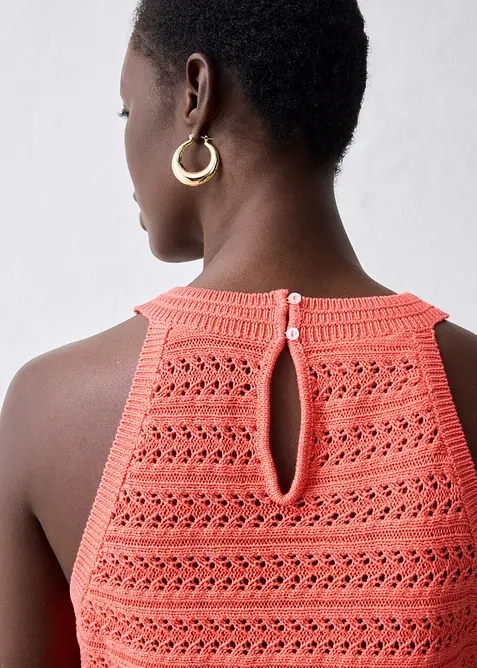 Stickat hålmönstrat linne med linneandel, bonprix