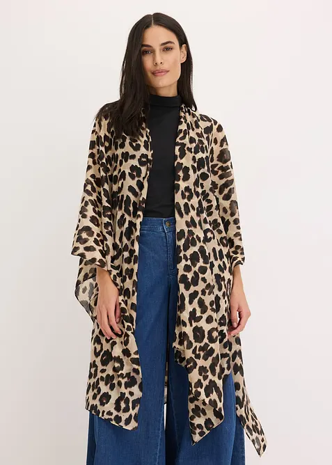 Poncho med leopardm&ouml;nster, bonprix
