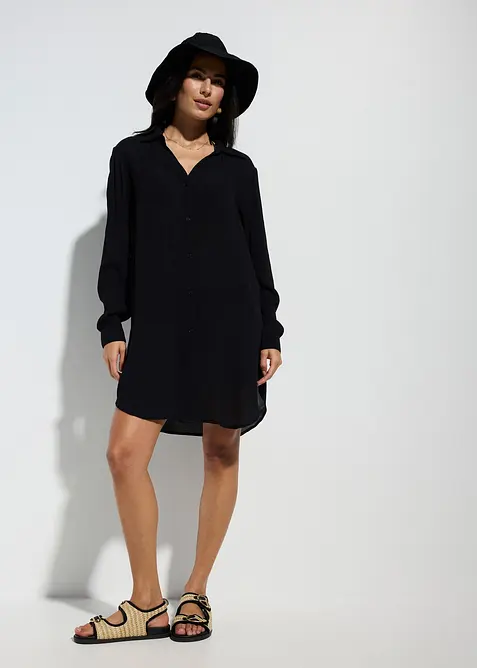 Lång strandblus i viskos, bonprix