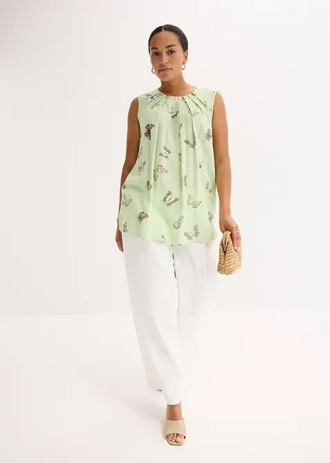 Mönstrat bluslinne av viskos med mjukt fall, bonprix