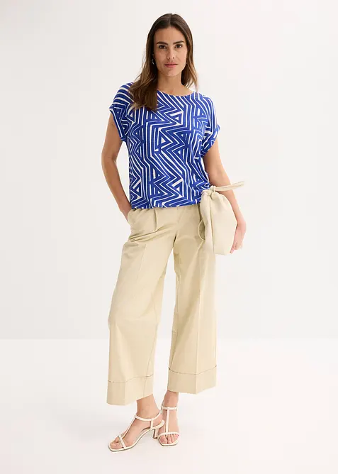 Mönstrad oversizetopp i böljande viskosmix, bonprix