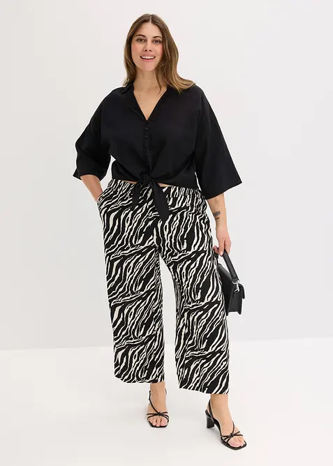 Blus i linneblandning, bonprix