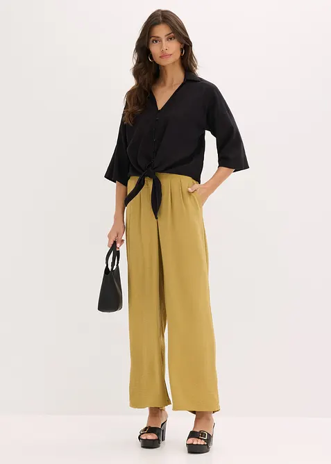 Blus i linneblandning, bonprix