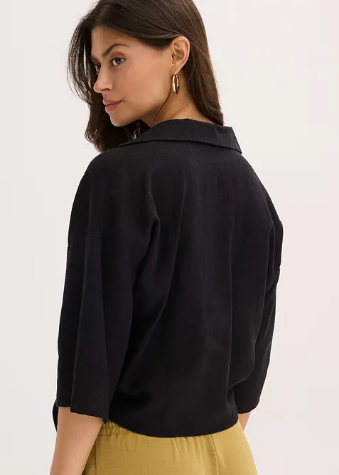 Blus i linneblandning, bonprix