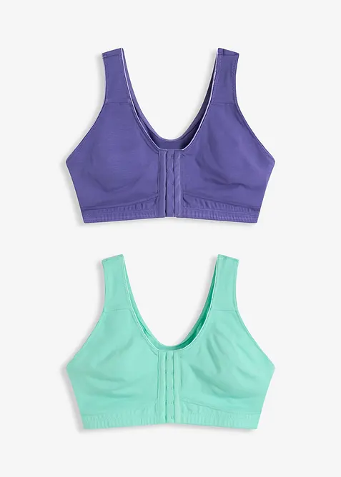 Framknäppt BH utan  bygel med ekologisk bomull (2-pack) , bonprix