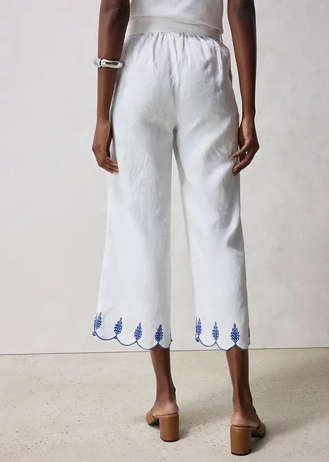 Linnebyxa i culottemodell med skärp (set i 2 delar), bonprix