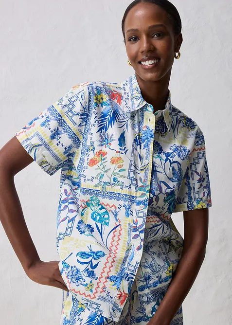 Skjortblus med sidenandel, bonprix