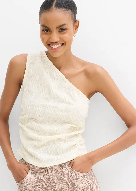 One shoulder-linne i material med struktur, bonprix