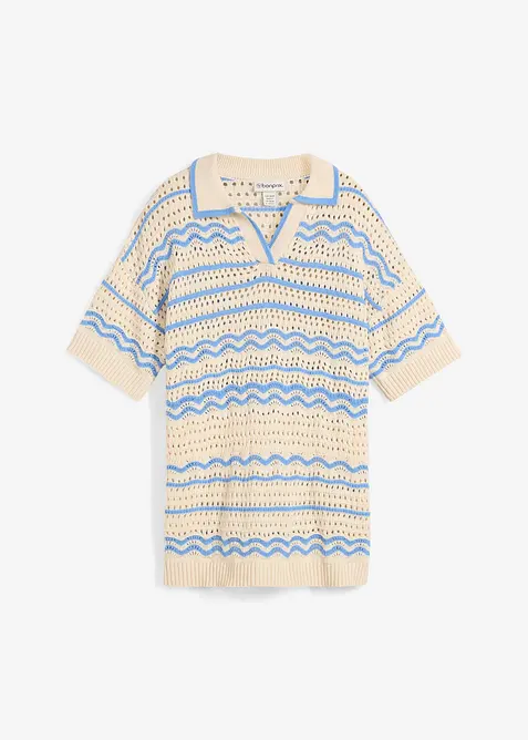 Oversize stickad jumper i luftig mix av bomull och lin, bonprix