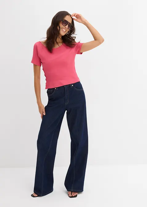 Figurnära topp i ren ekologisk bomull, bonprix