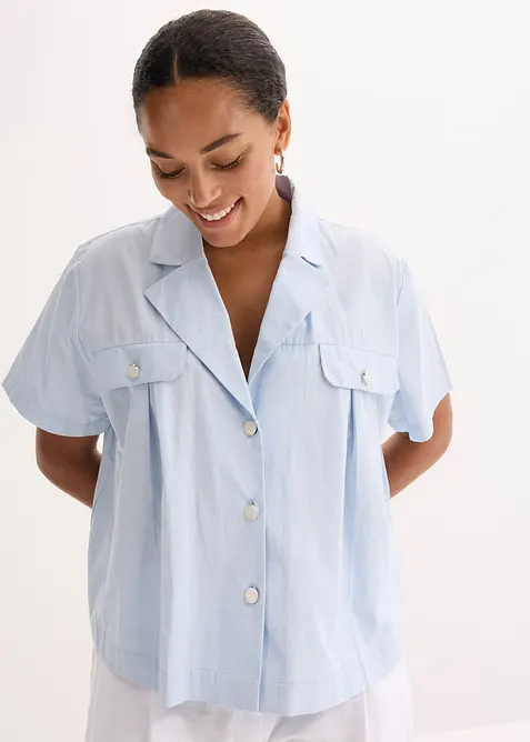 Kort blus i bomullspoplin, bonprix