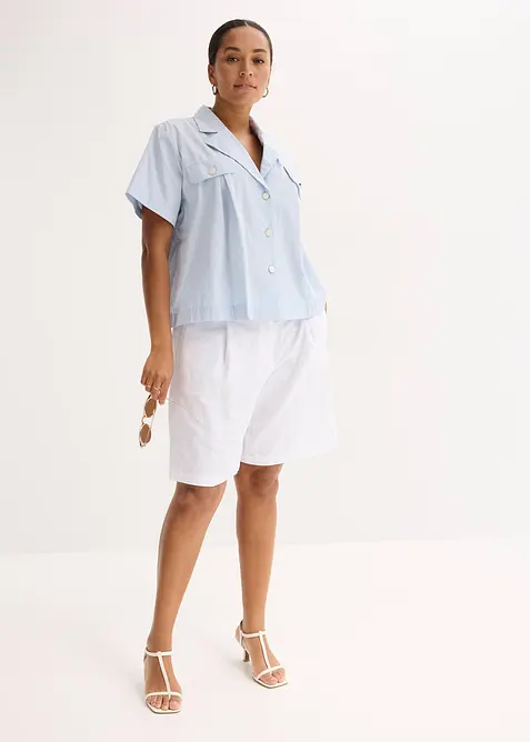 Kort blus i bomullspoplin, bonprix