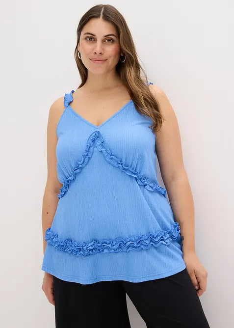 Linne med smala axelband och rysch, bonprix