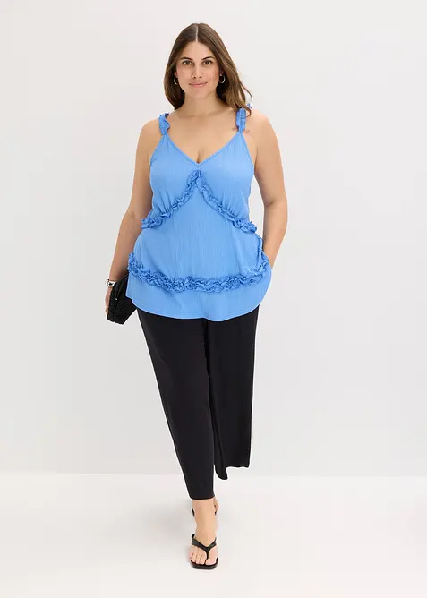 Linne med smala axelband och rysch, bonprix