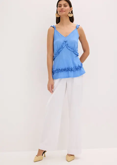 Linne med smala axelband och rysch, bonprix