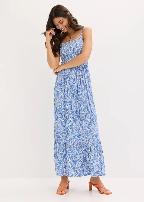 Klänning av viskosmix med smala axelband, bonprix