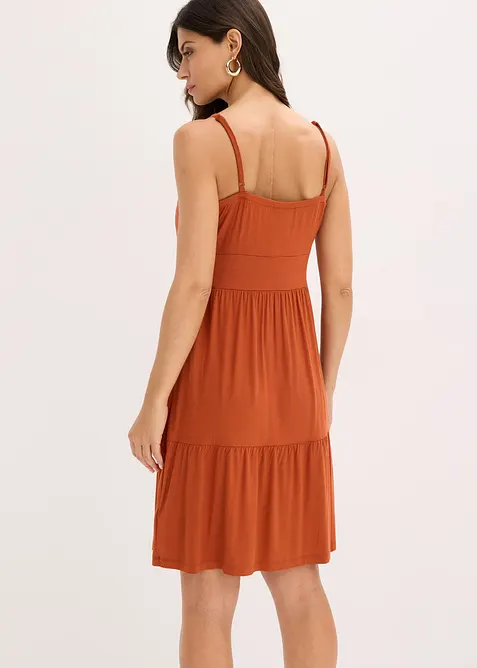 Klänning med knytdetalj och smala axelband, bonprix