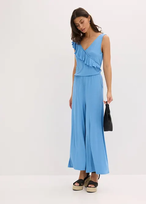 Jerseyjumpsuit med volang, bonprix