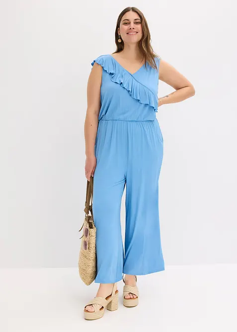 Jerseyjumpsuit med volang, bonprix