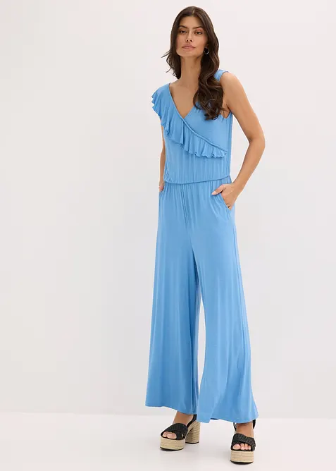 Jerseyjumpsuit med volang, bonprix