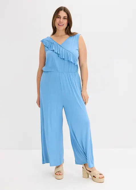 Jerseyjumpsuit med volang, bonprix