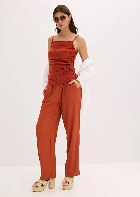 Linne med smala axelband och rynk, bonprix