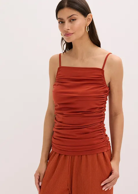 Linne med smala axelband och rynk, bonprix