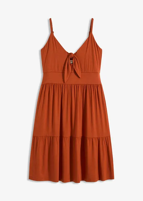 Klänning med knytdetalj och smala axelband, bonprix