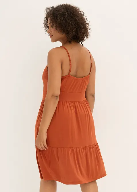 Kl&auml;nning med knytdetalj och smala axelband, bonprix