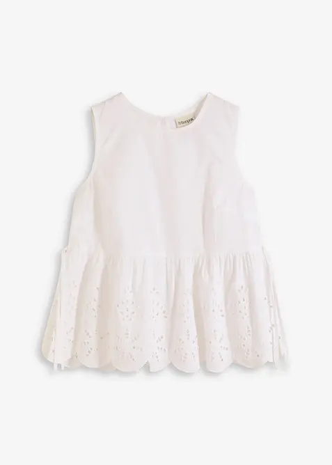 Bluslinne med slits och hålbroderi, bonprix