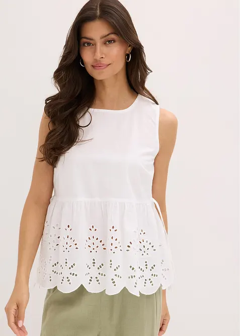 Bluslinne med slits och hålbroderi, bonprix