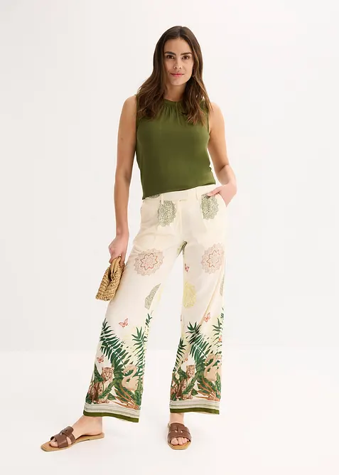 Vid viskosbyxa med b&aring;rdm&ouml;nster, bonprix