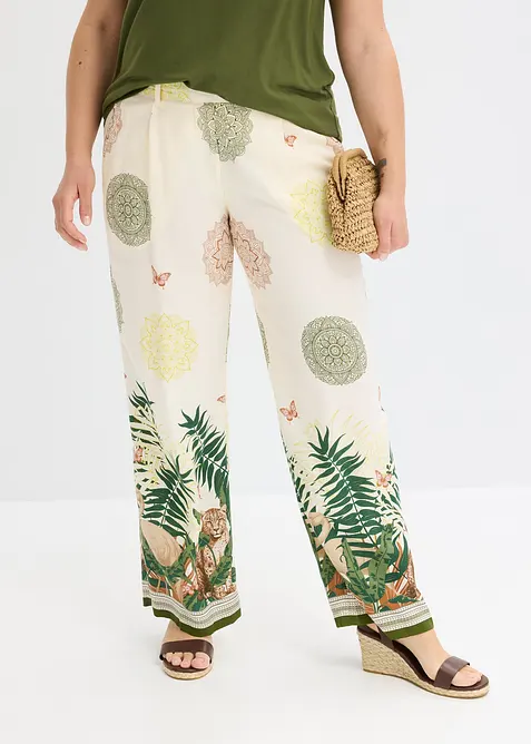 Vid viskosbyxa med b&aring;rdm&ouml;nster, bonprix