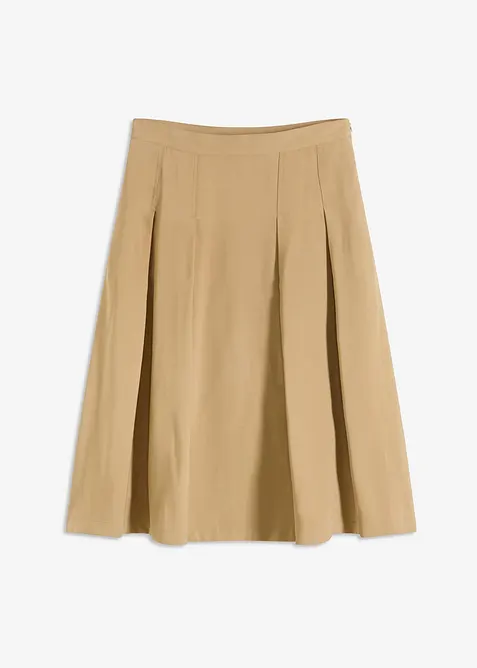 Veckad kjol i mjuk viskosmix, bonprix