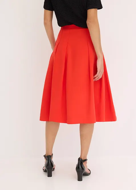 Veckad kjol i mjuk viskosmix, bonprix