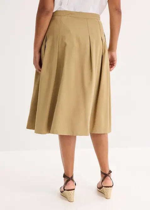 Veckad kjol i mjuk viskosmix, bonprix