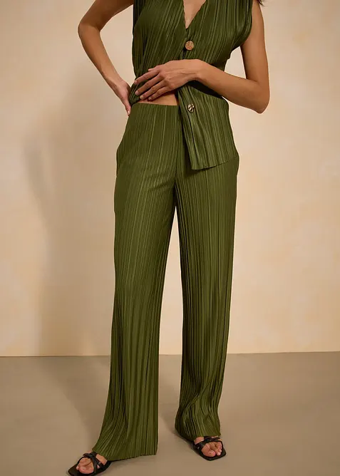 Plisserad jerseybyxa, bonprix