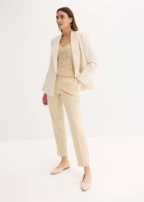 Stickat linne med hålmönster, bonprix